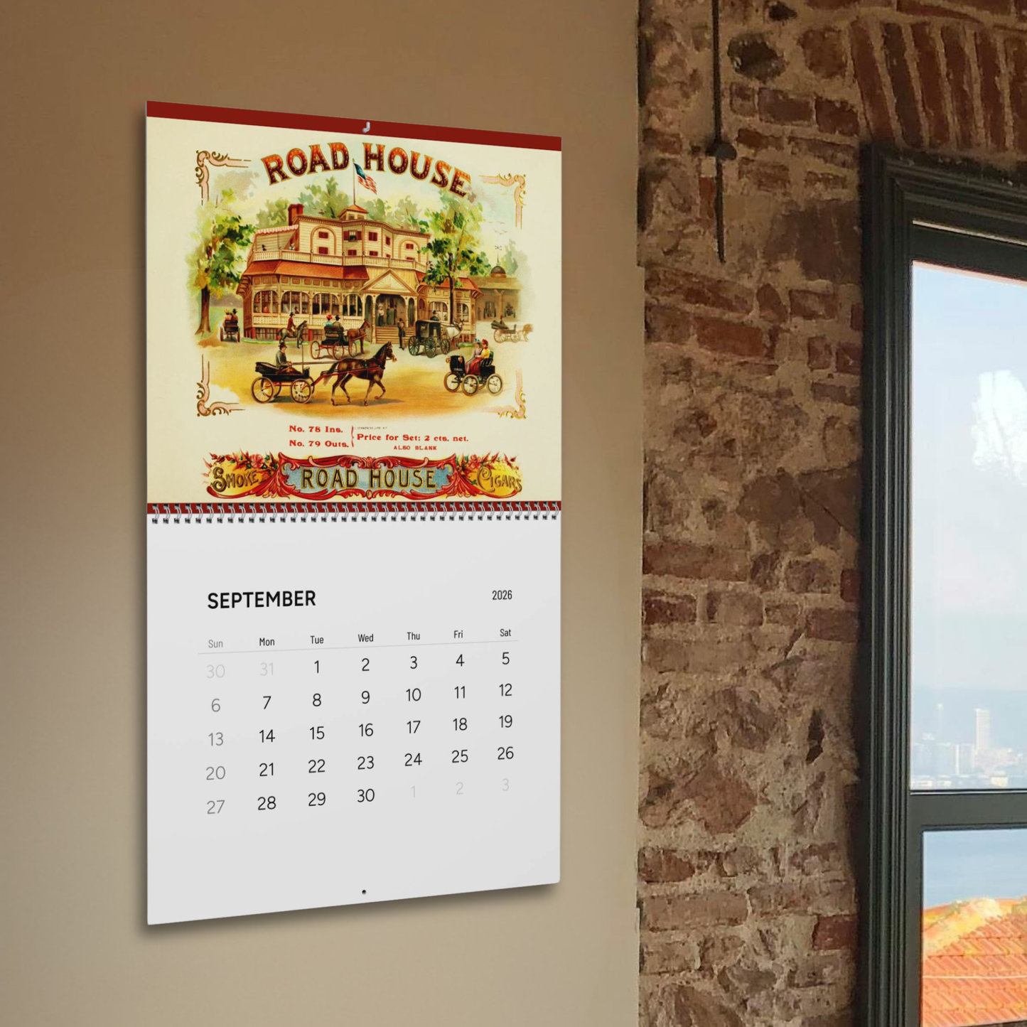 2026 Vintage Cigar Box Calendar - Man Cave Lounge Wall Calendars
