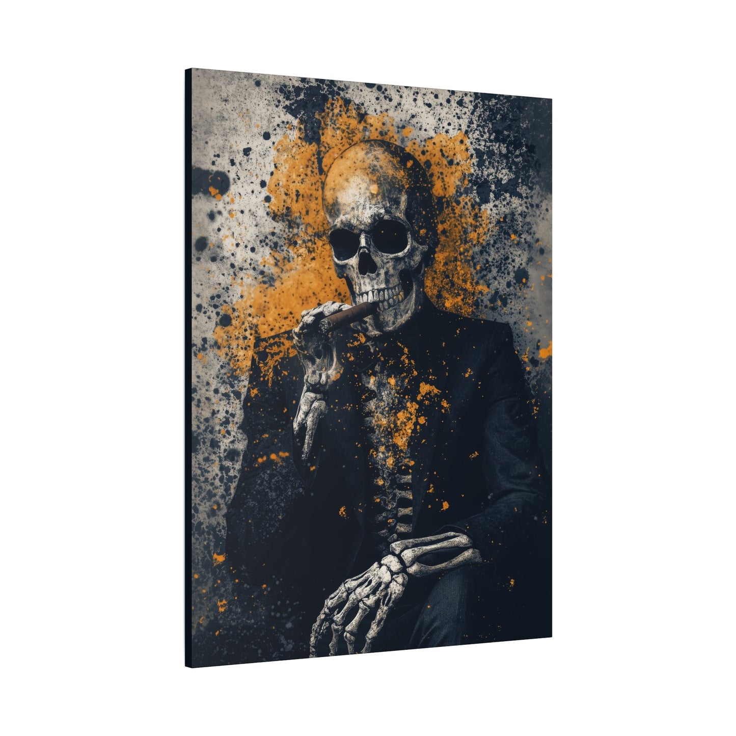 Grunge Skeleton Cigar Lounge Wall Art Canvas 1 - Cigar Style Co.