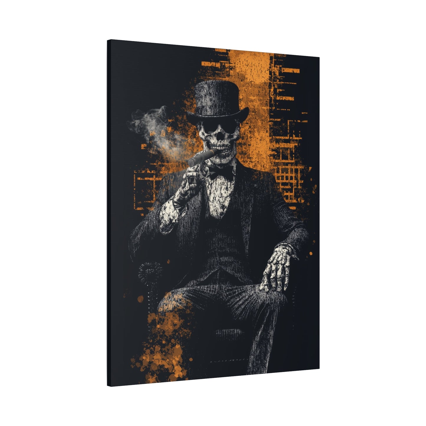 Grunge Skeleton Cigar Lounge Wall Art Canvas 2 - Cigar Style Co.