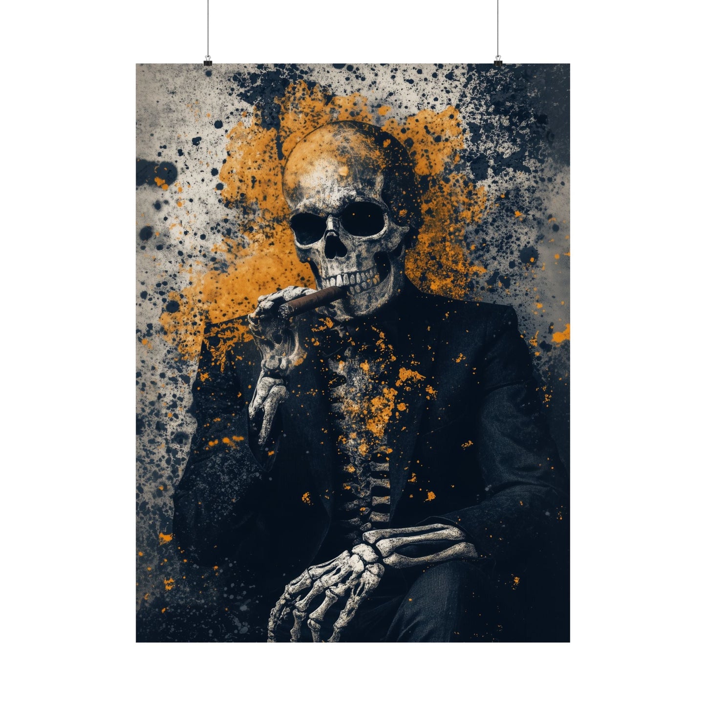 Grunge Skeleton Cigar Lounge Wall Art Poster 1 - Cigar Style Co.