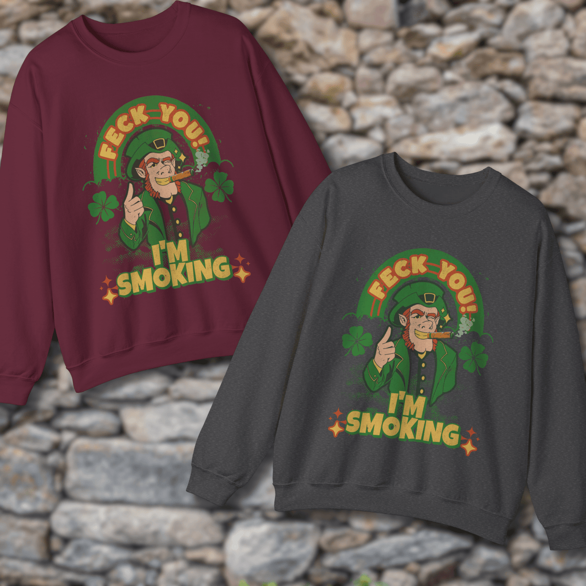 Irish Cigar Smoking Sweatshirt - Cigar Style Co.