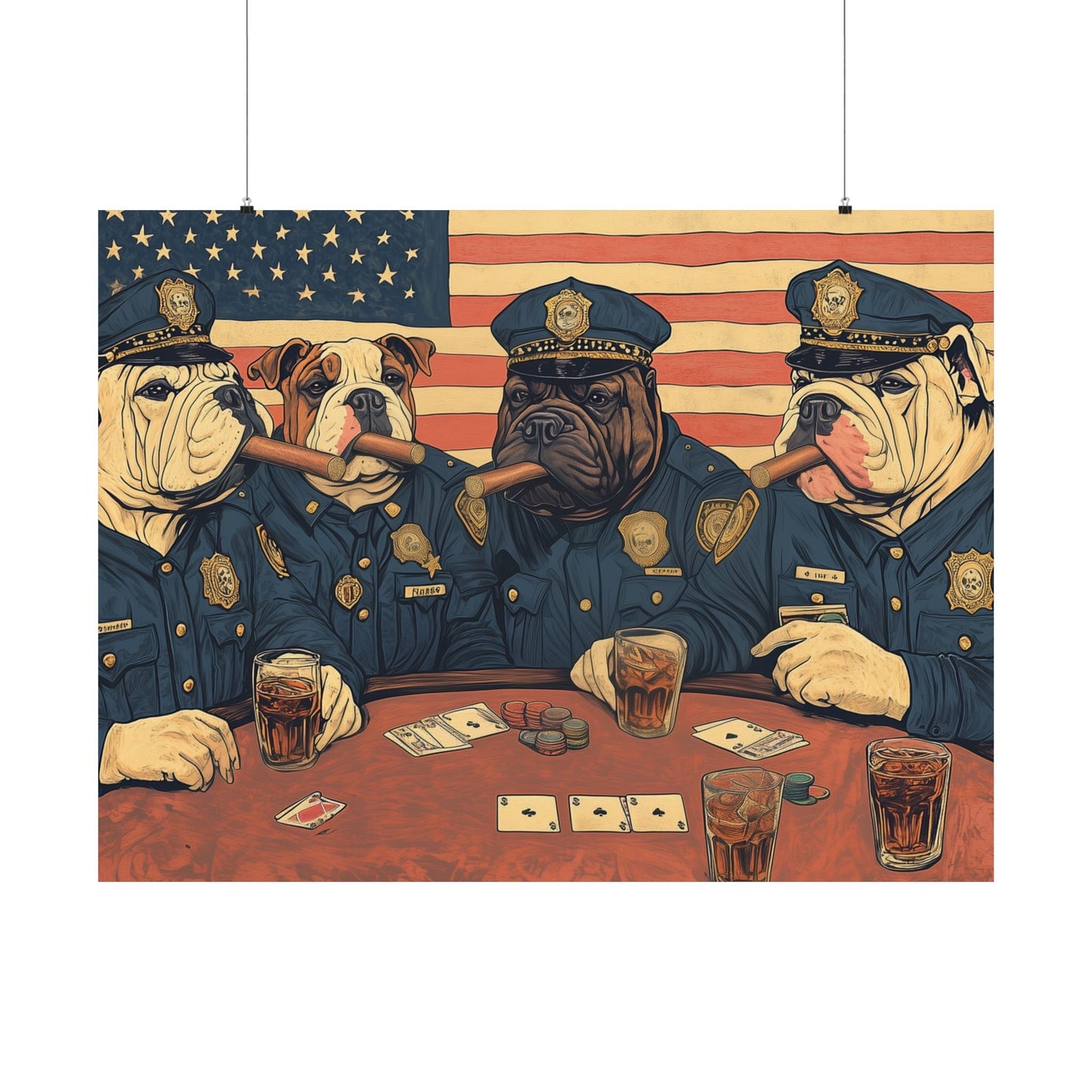 Police Bulldogs Vintage Cigars & Poker Poster - Cigar Style Co.