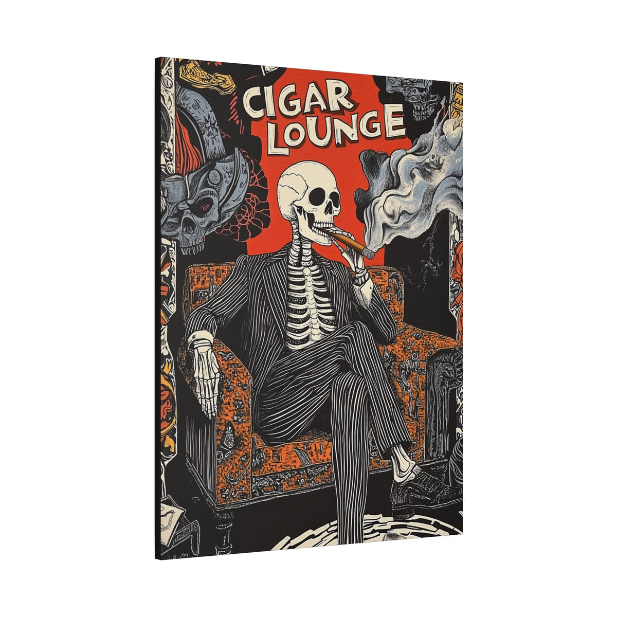 Retro Skeleton Cigar Lounge Wall Art Canvas 2 - Cigar Style Co.