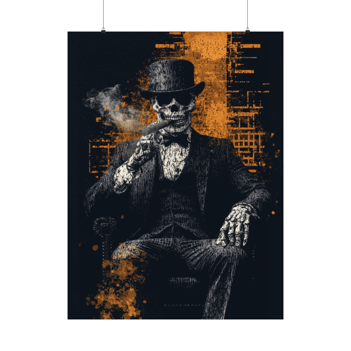 Retro Skeleton Cigar Lounge Wall Art Poster 2 - Cigar Style Co.