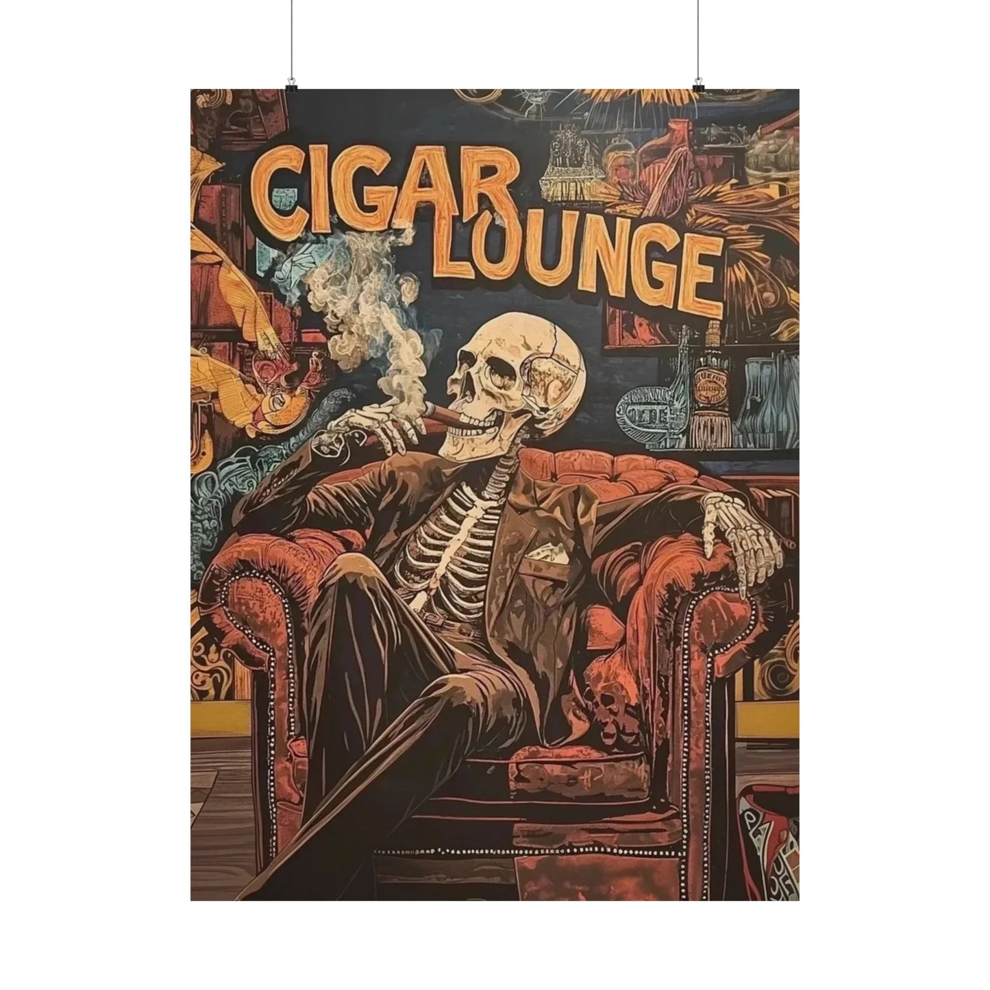 Skeleton Cigar Lounge Wall Art Poster 5 - Cigar Style Co.