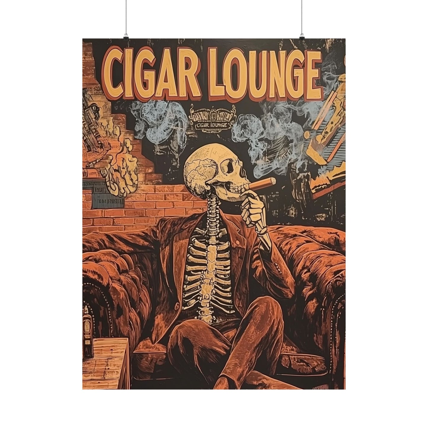 Skeleton Cigar Lounge Wall Art Poster 6 - Cigar Style Co.