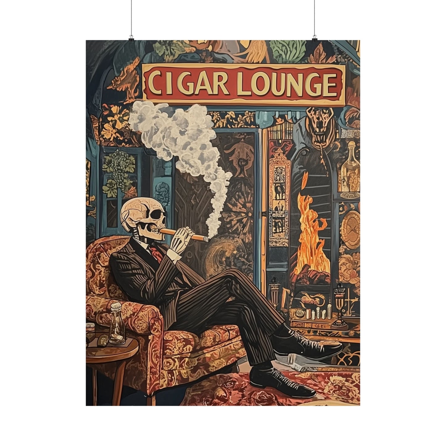 Skeleton Cigar Lounge Wall Art Poster 7 - Cigar Style Co.