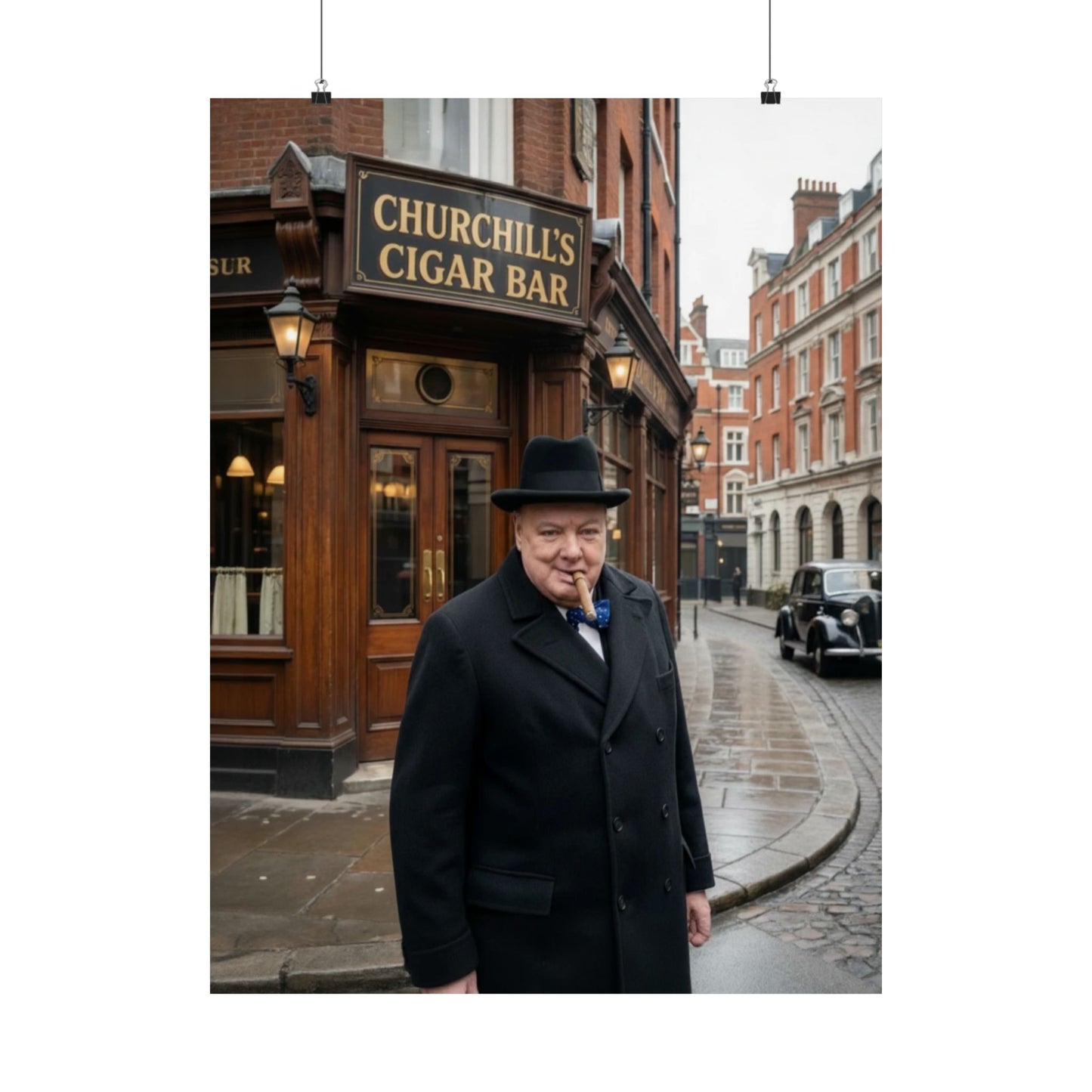 Winston Churchill Cigar Bar Poster | Vintage British Cigar Lounge Wall Art