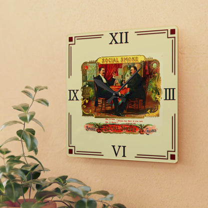 Social Smoke Cigar Box Label Clock