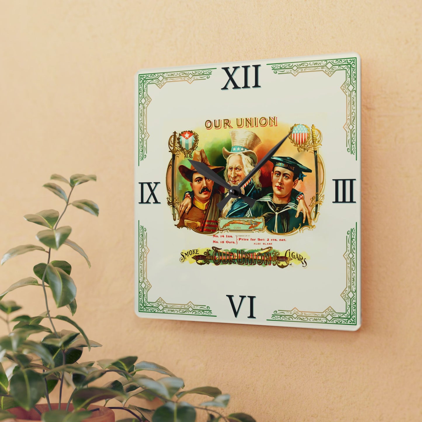 Our Union Cigar Box Label Clock