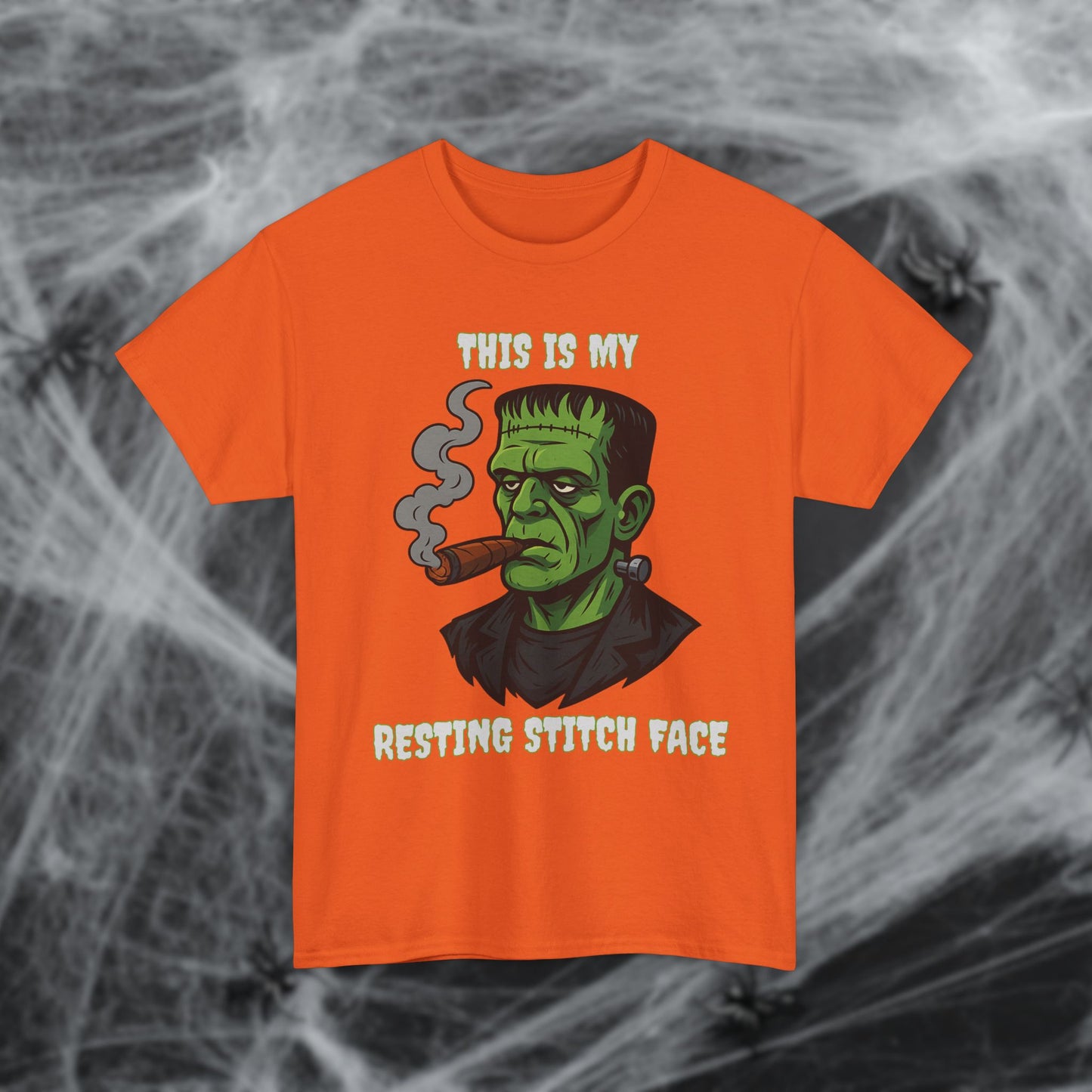 Cigar Frankenstein Halloween Resting Stitch Face T-Shirt