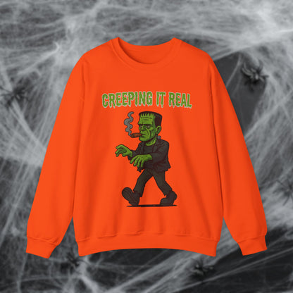 Halloween Cigar Frankenstein Creeping It Real Sweatshirt