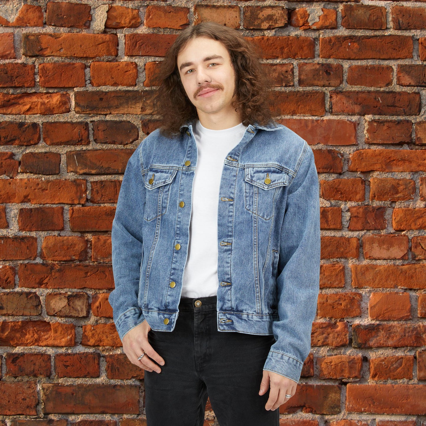 Cigar Smoking Denim Jacket | Vintage American Flag Jacket for Men