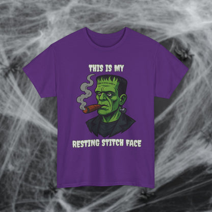 Cigar Frankenstein Halloween Resting Stitch Face T-Shirt