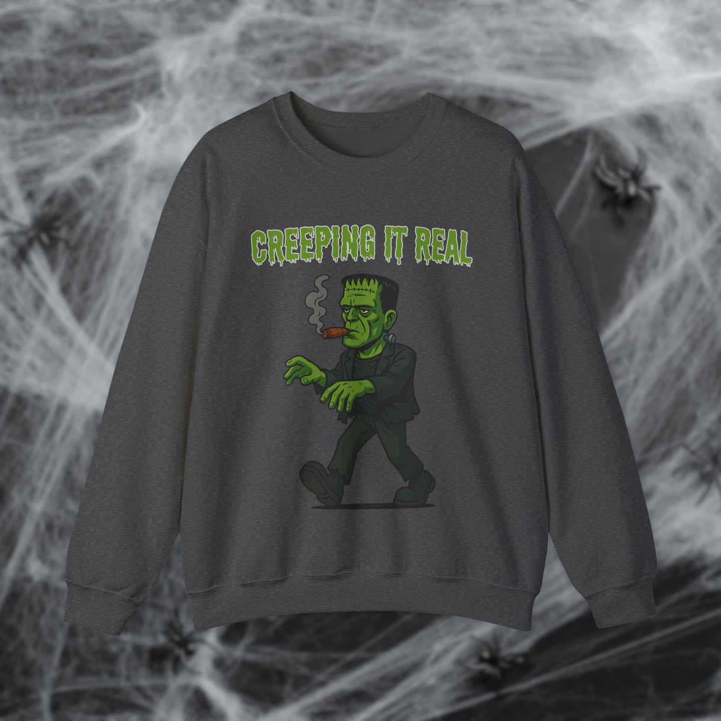 Halloween Cigar Frankenstein Creeping It Real Sweatshirt