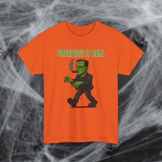 Halloween Cigar Frankenstein Creeping It Real T-Shirt