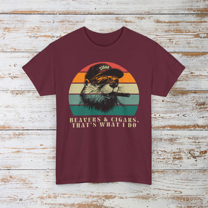Funny Retro Beavers and Cigars T-Shirt