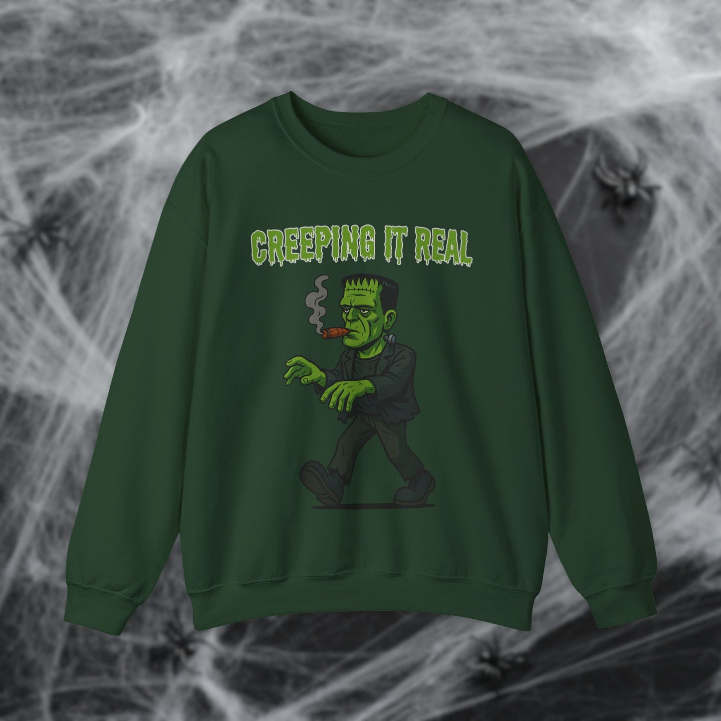 Halloween Cigar Frankenstein Creeping It Real Sweatshirt