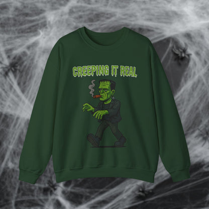 Halloween Cigar Frankenstein Creeping It Real Sweatshirt