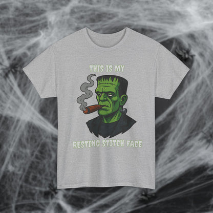 Cigar Frankenstein Halloween Resting Stitch Face T-Shirt