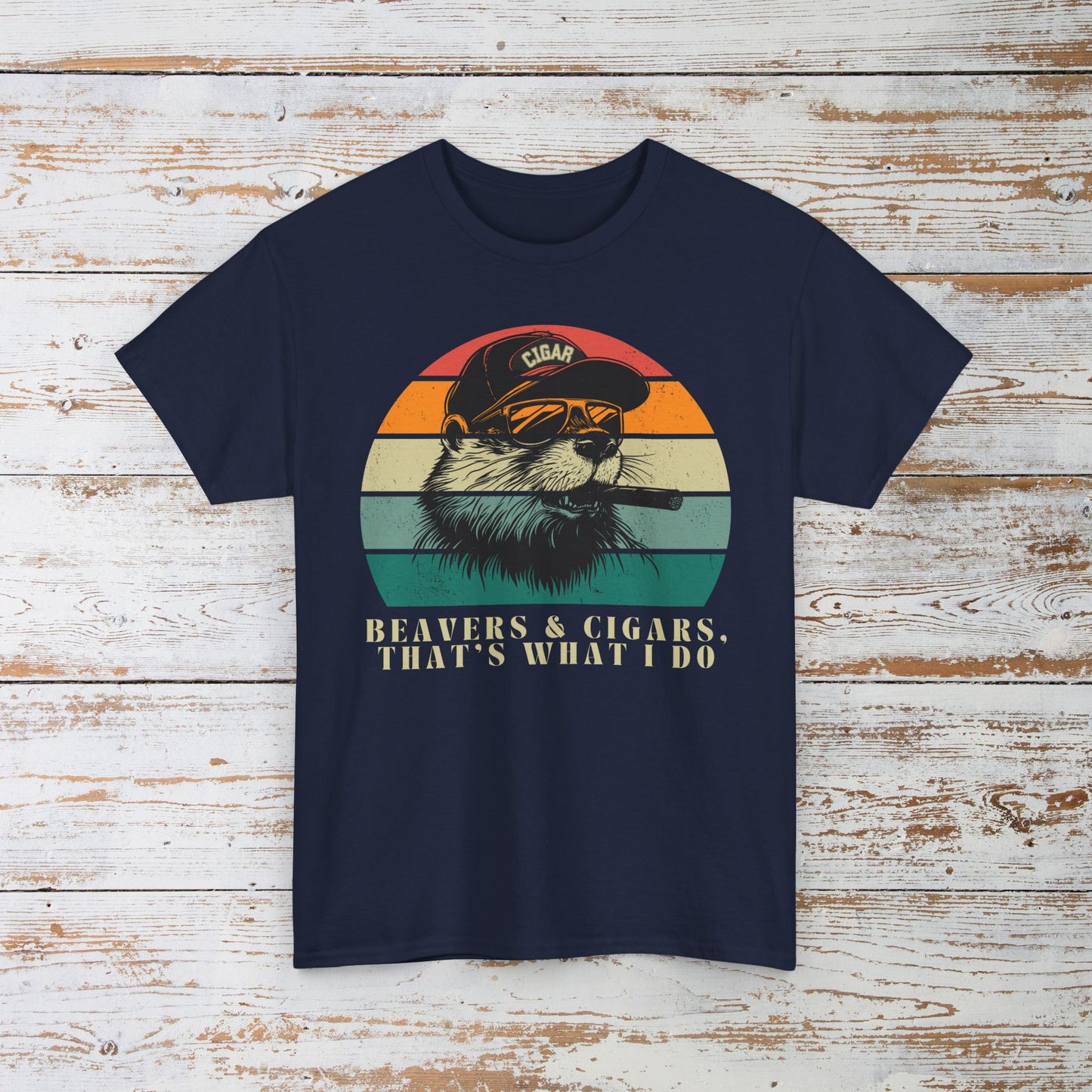 Funny Retro Beavers and Cigars T-Shirt