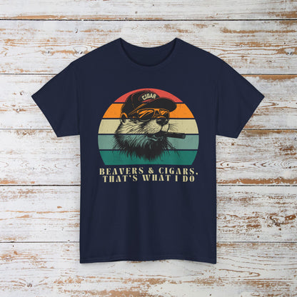 Funny Retro Beavers and Cigars T-Shirt
