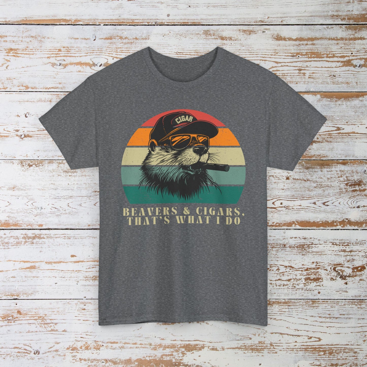 Funny Retro Beavers and Cigars T-Shirt