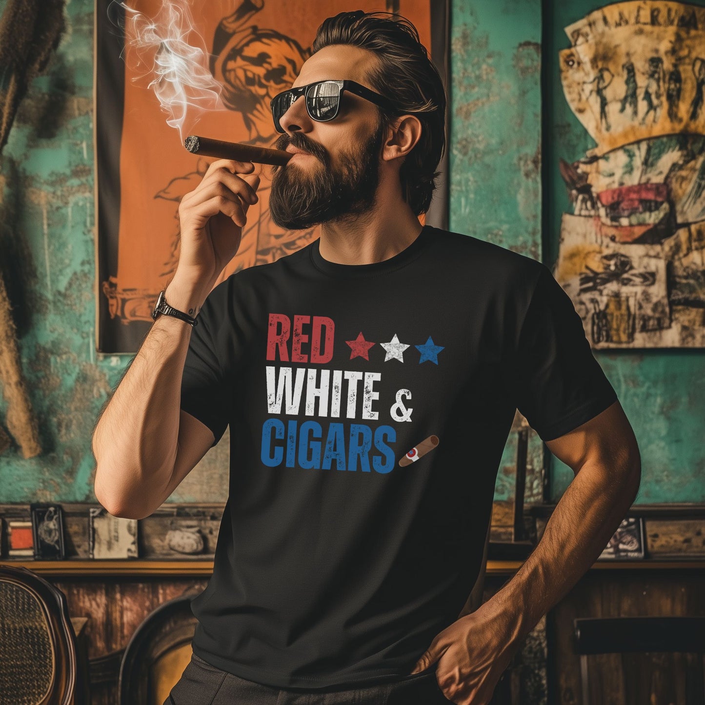 Cigar 4th Of July USA T-Shirt