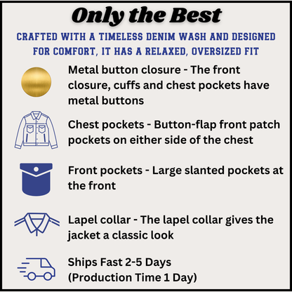 Cigar Smoking Denim Jacket | Vintage American Flag Jacket for Men