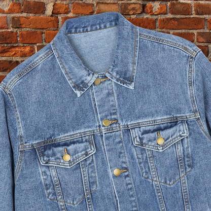 Cigar Smoking Denim Jacket | Vintage American Flag Jacket for Men