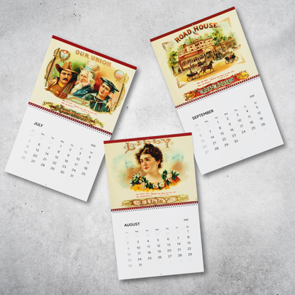 2026 Vintage Cigar Box Calendar - Man Cave Lounge Wall Calendars