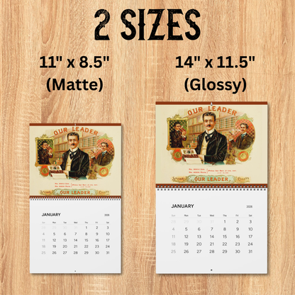2026 Vintage Cigar Box Calendar - Man Cave Lounge Wall Calendars