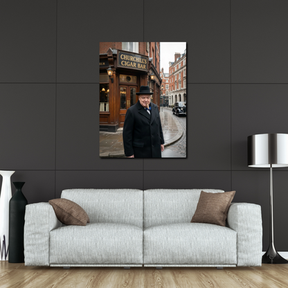 Winston Churchill Cigar Bar Canvas | Vintage British Cigar Lounge Wall Art