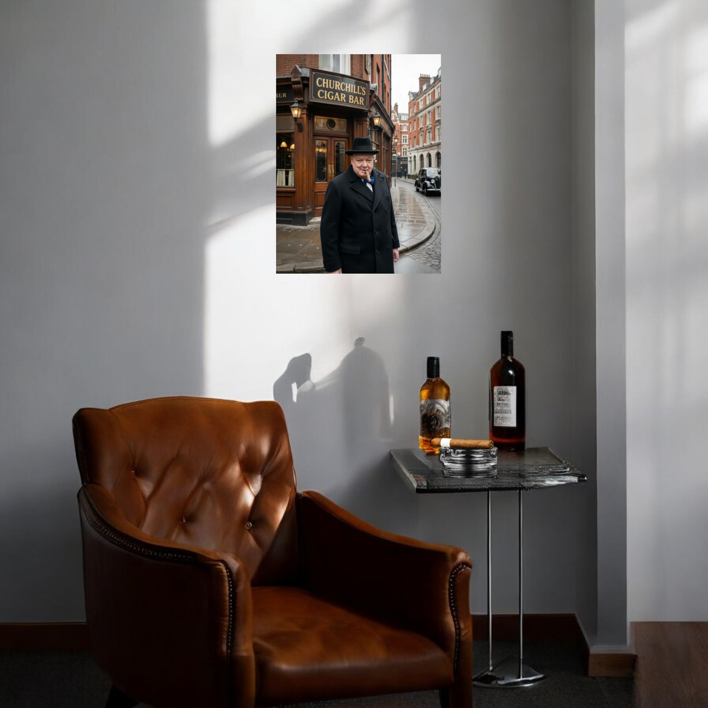 Winston Churchill Cigar Bar Poster | Vintage British Cigar Lounge Wall Art