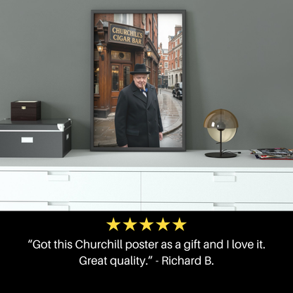 Winston Churchill Cigar Bar Poster | Vintage British Cigar Lounge Wall Art
