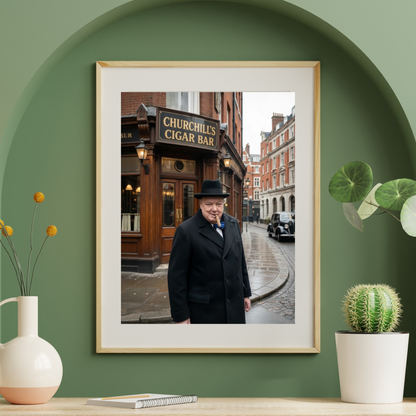 Winston Churchill Cigar Bar Poster | Vintage British Cigar Lounge Wall Art