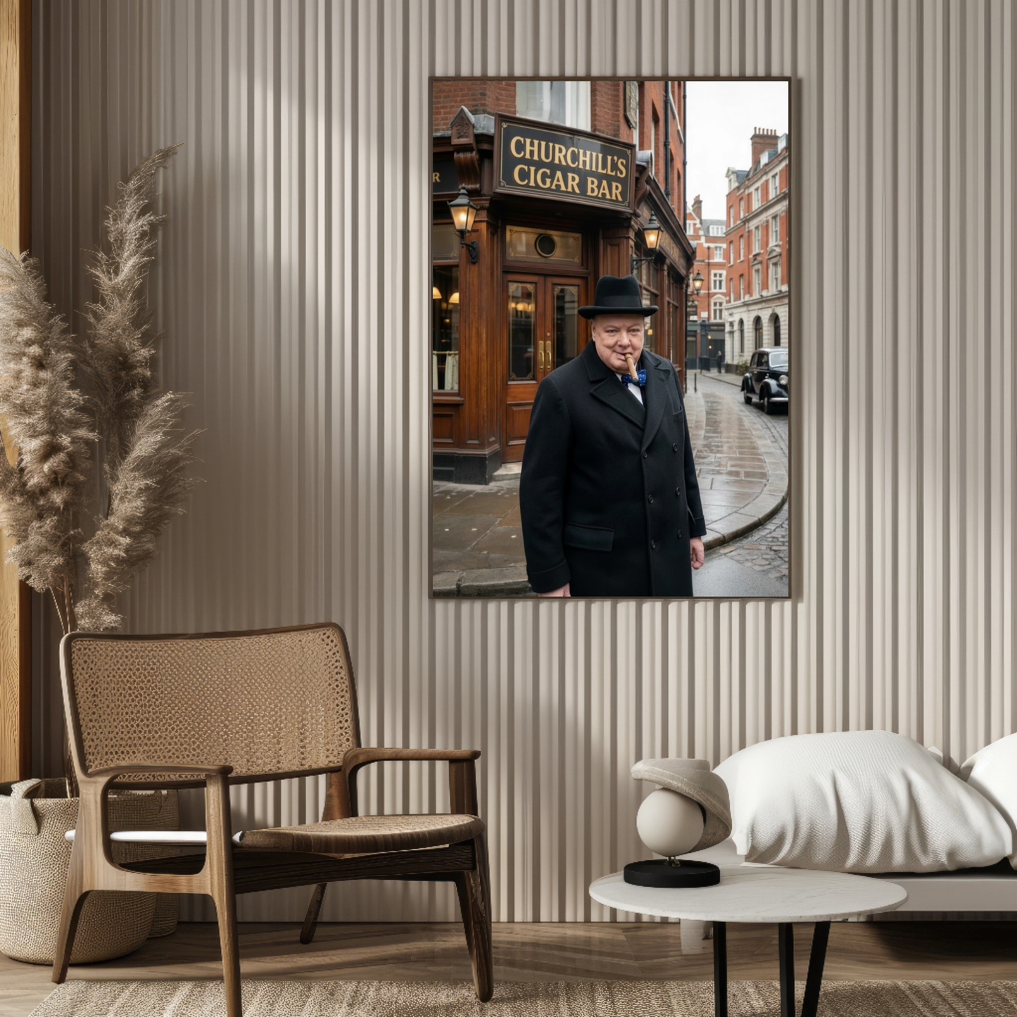 Winston Churchill Cigar Bar Poster | Vintage British Cigar Lounge Wall Art