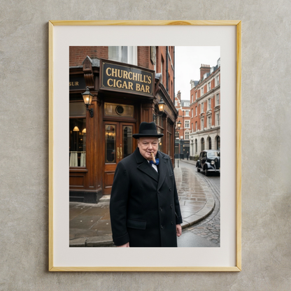 Winston Churchill Cigar Bar Poster | Vintage British Cigar Lounge Wall Art