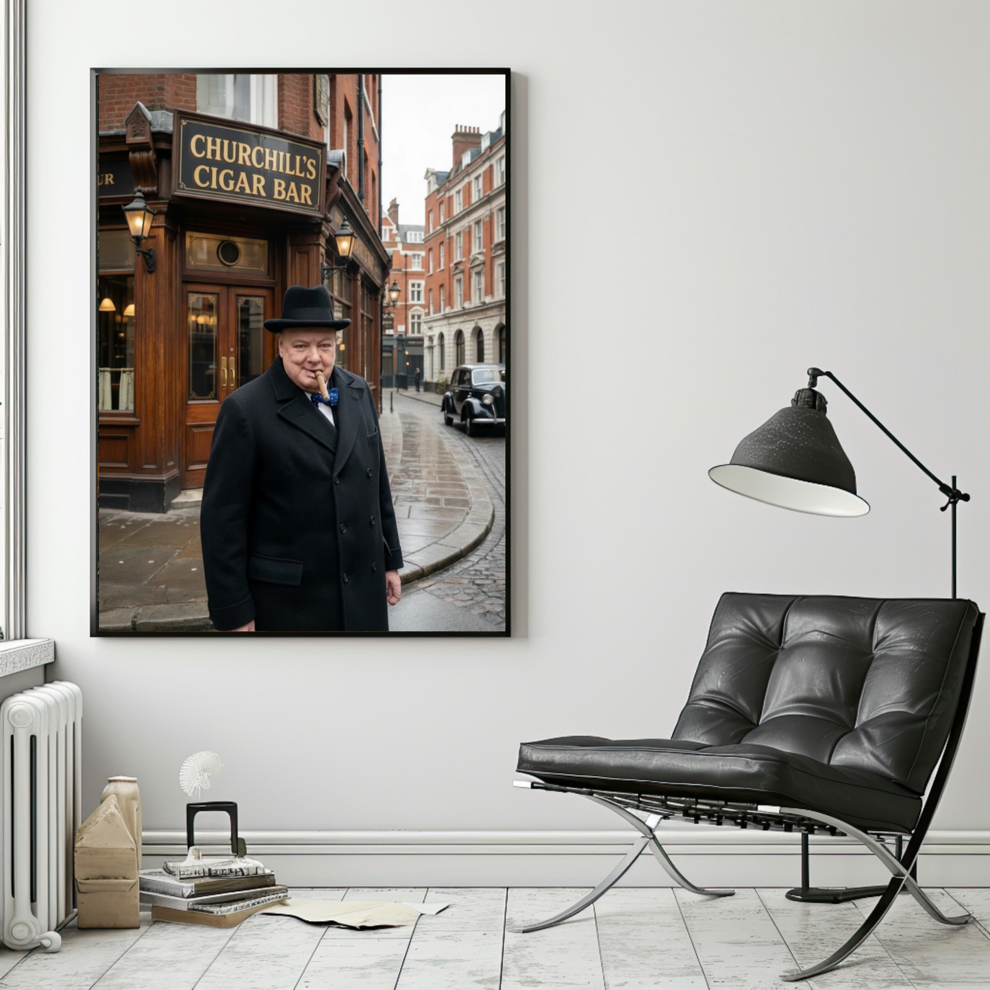 Winston Churchill Cigar Bar Poster | Vintage British Cigar Lounge Wall Art