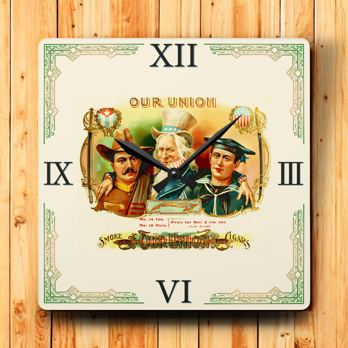 Our Union Cigar Box Label Clock