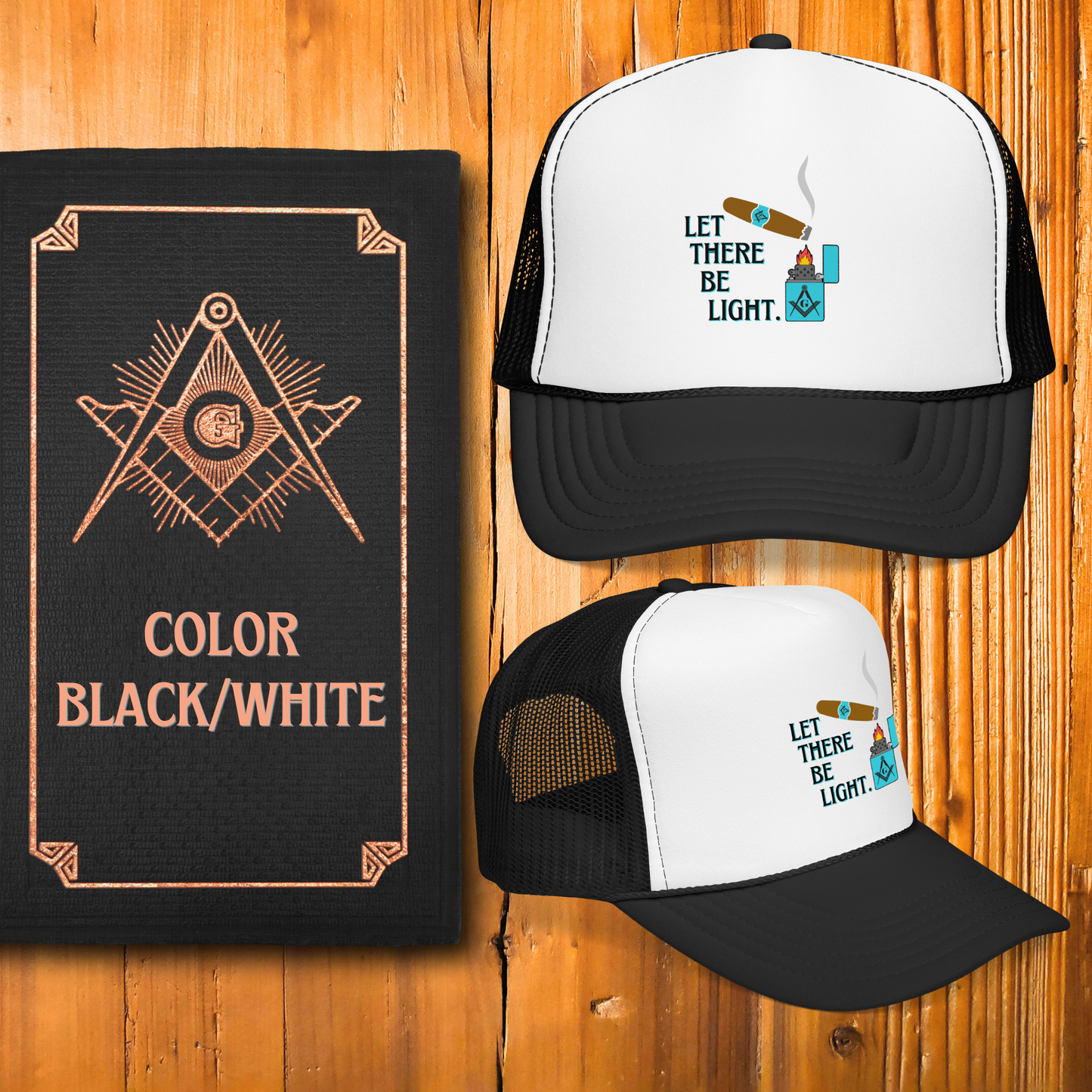 Let There Be Light Masonic Cigar Trucker Hat