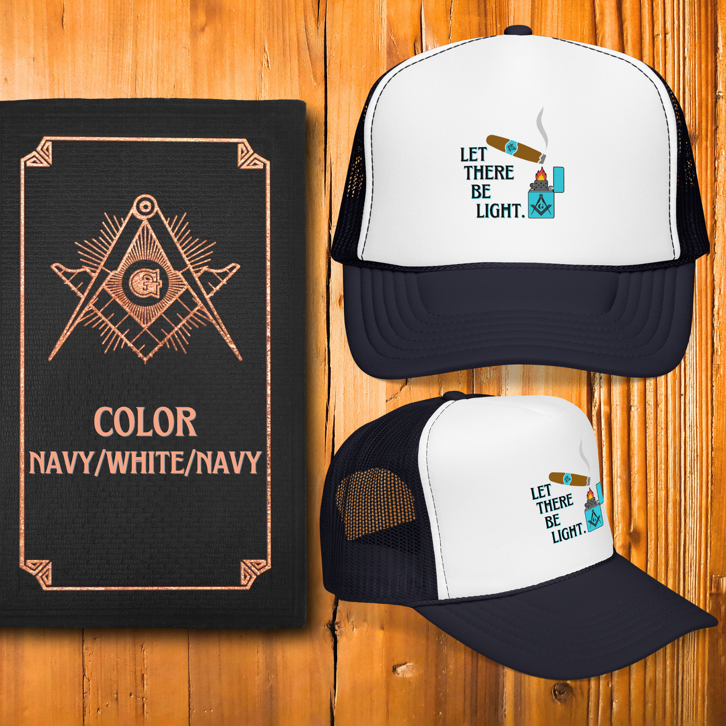 Let There Be Light Masonic Cigar Trucker Hat