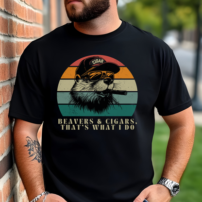 Funny Retro Beavers and Cigars T-Shirt