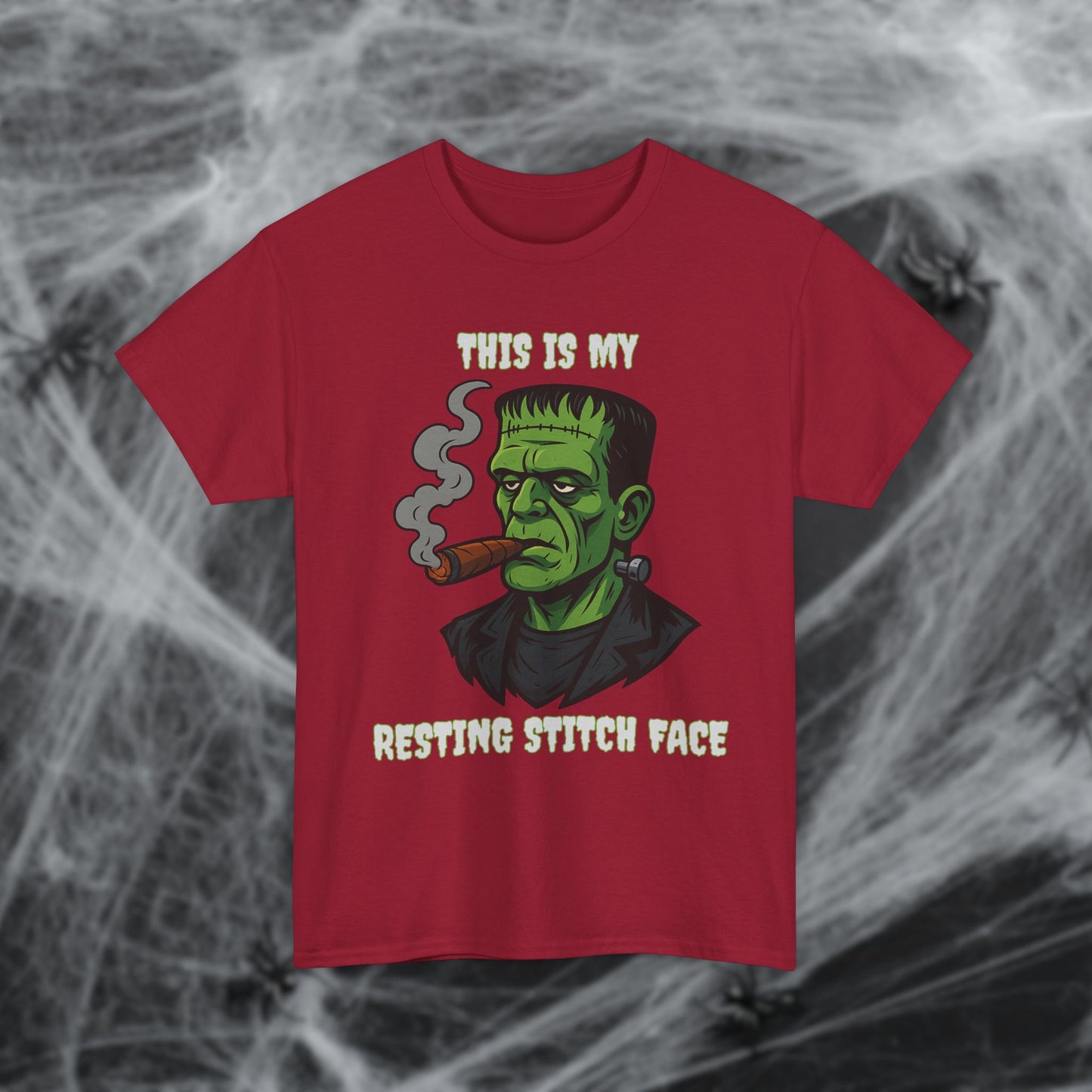 Cigar Frankenstein Halloween Resting Stitch Face T-Shirt