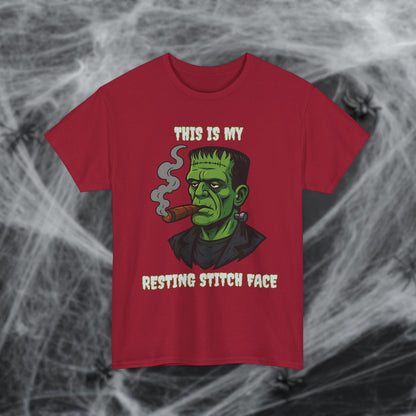 Cigar Frankenstein Halloween Resting Stitch Face T-Shirt