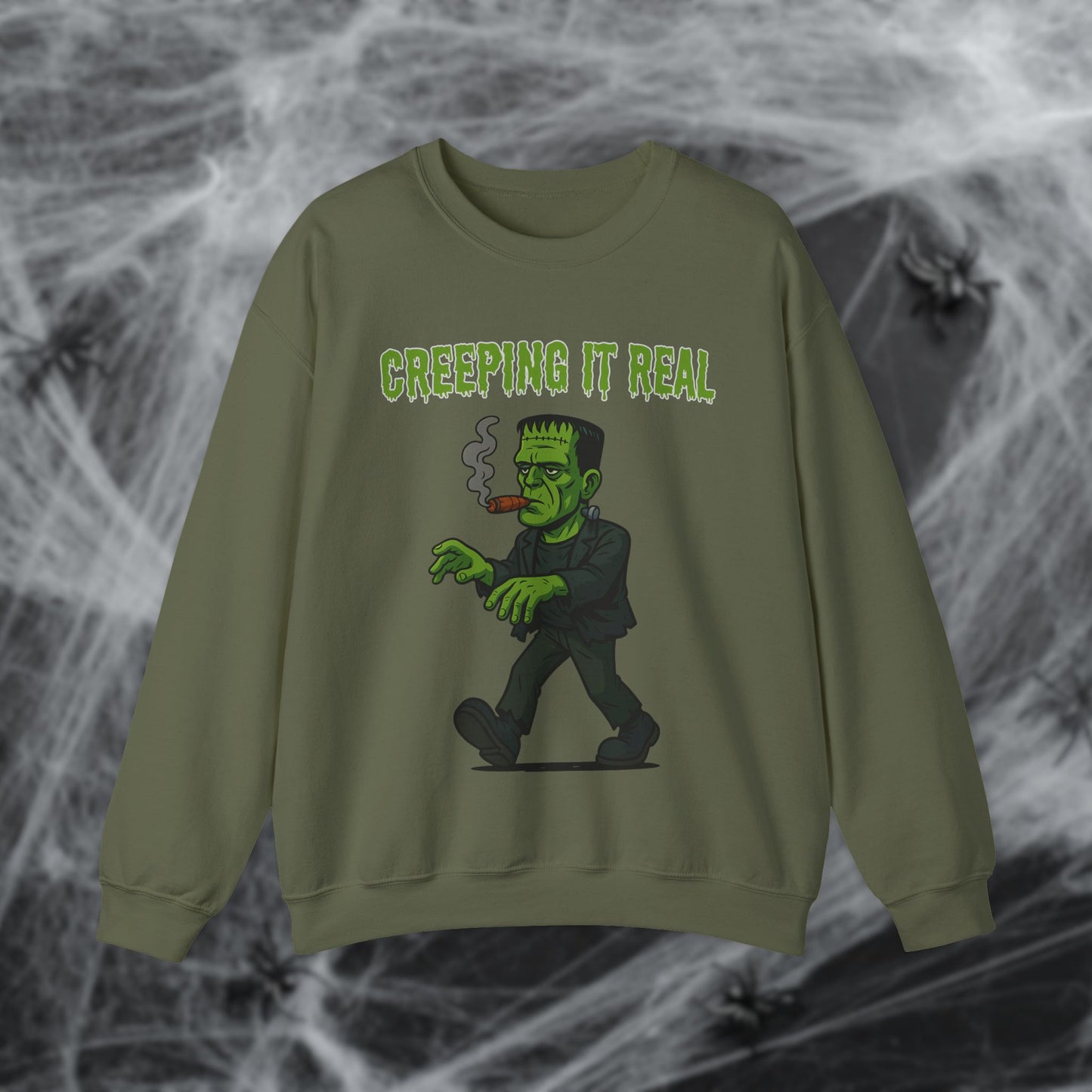 Halloween Cigar Frankenstein Creeping It Real Sweatshirt