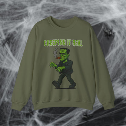 Halloween Cigar Frankenstein Creeping It Real Sweatshirt