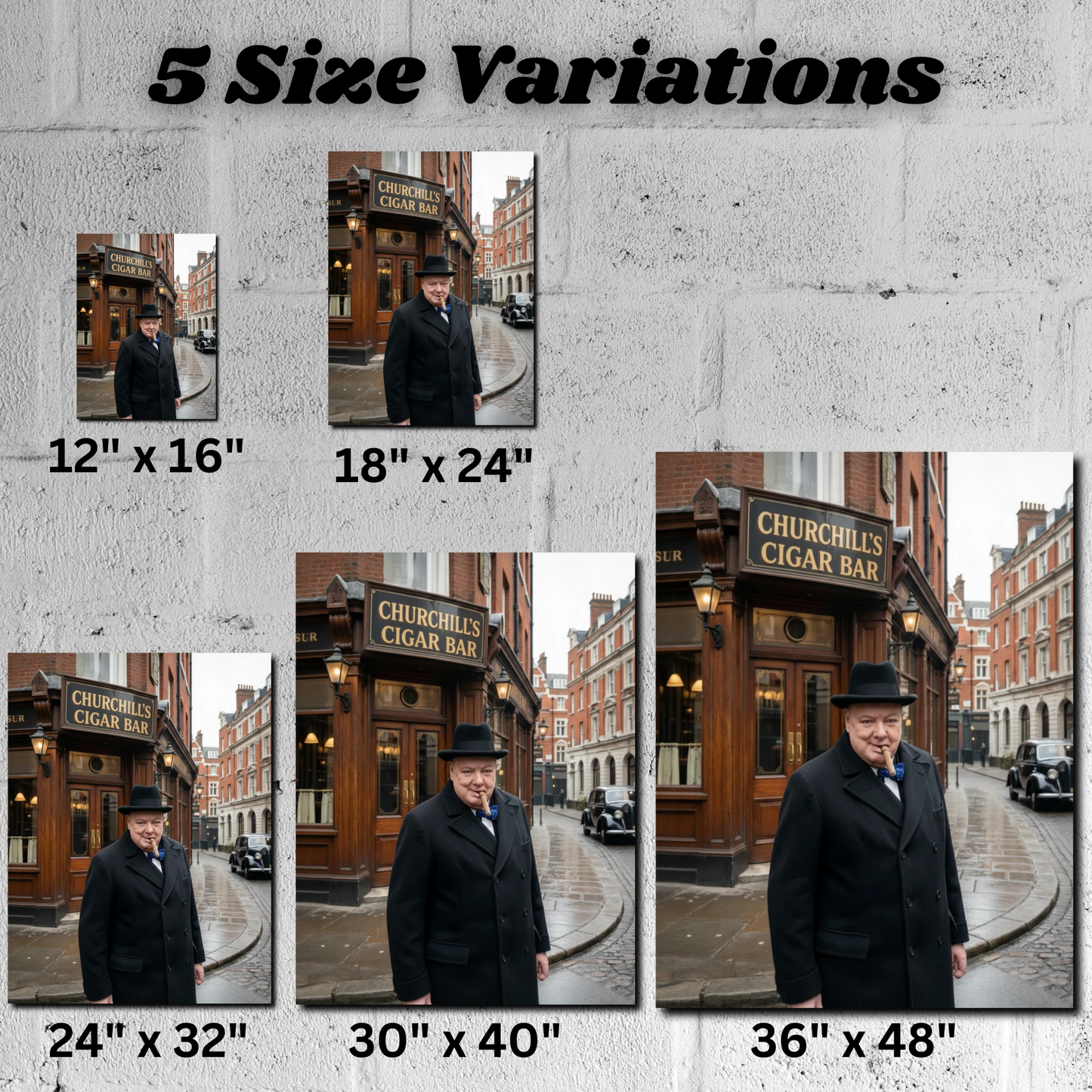 Winston Churchill Cigar Bar Canvas | Vintage British Cigar Lounge Wall Art