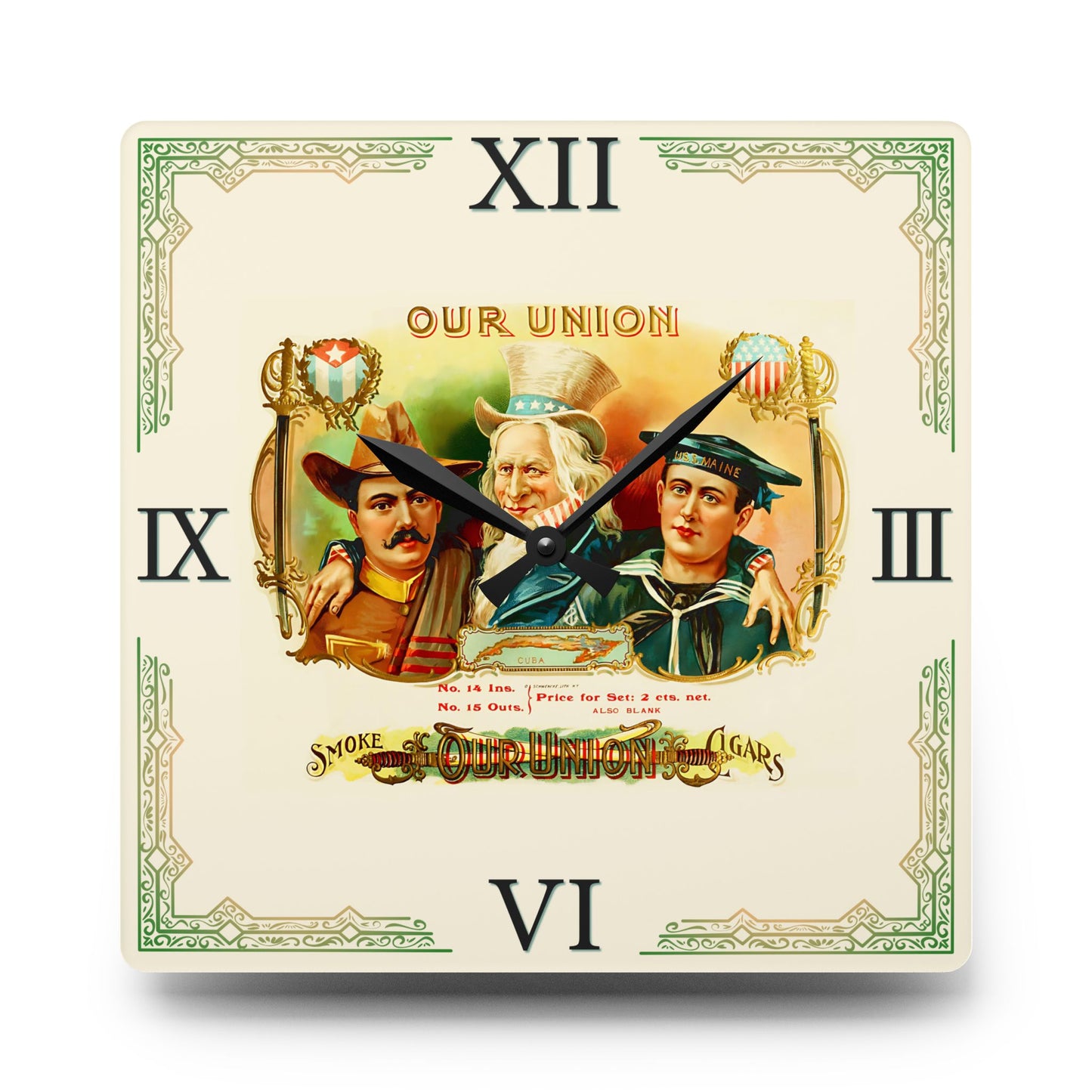 Our Union Cigar Box Label Clock