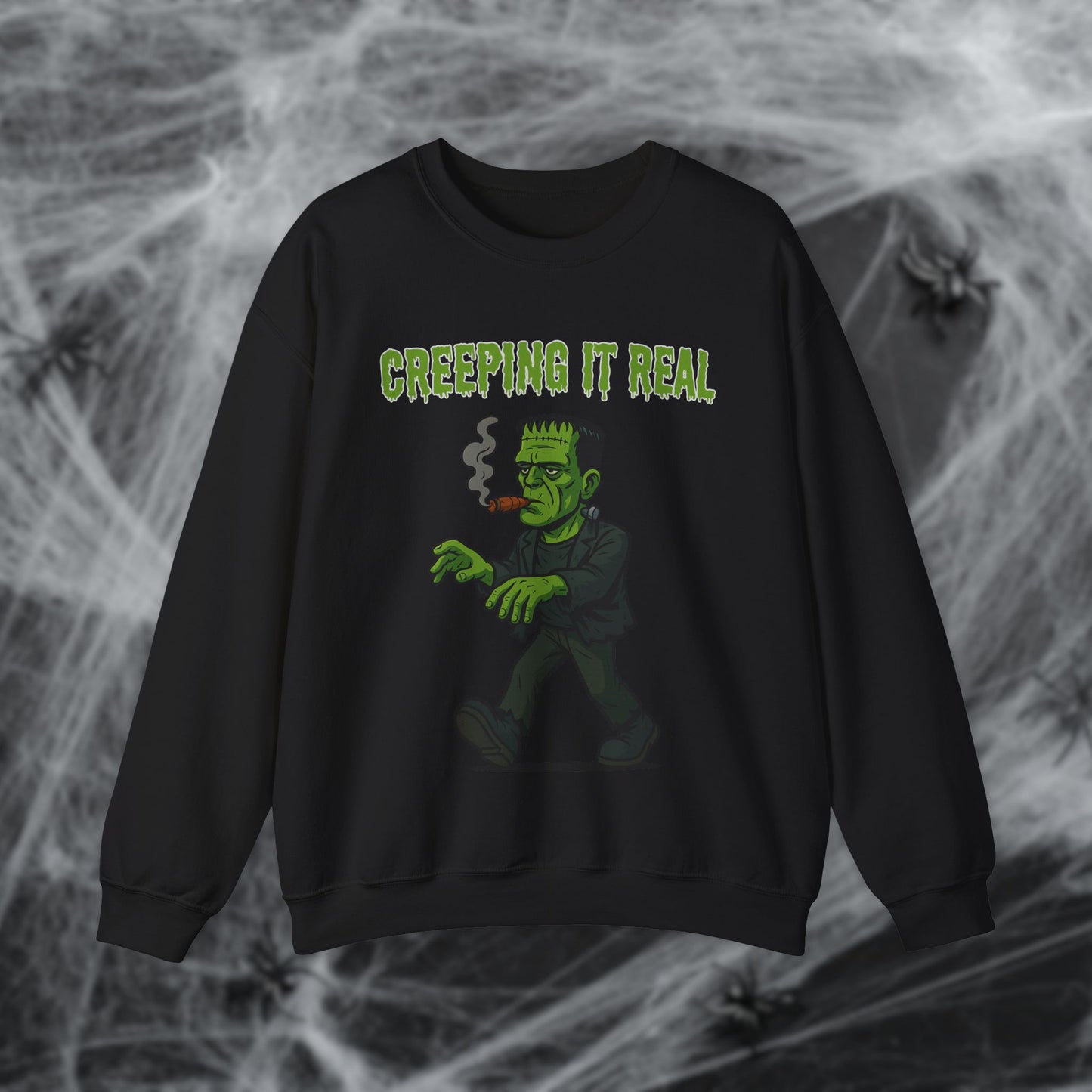 Halloween Cigar Frankenstein Creeping It Real Sweatshirt